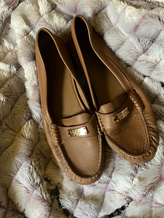 Coach Shoes - Coach Brown Leather Moccasin Loafers with Gold Plaque